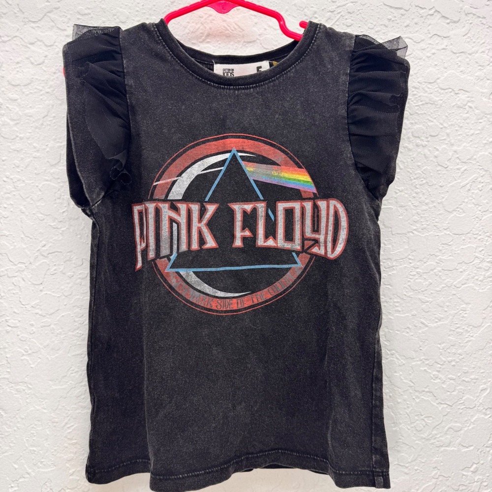 Cotton On Kids Pink Floyd Dark Side of the Moon Graphic Tee Black Size 5